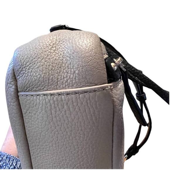 Kate Spade Leather Crossbody Small Compact Grey Greige Black FLAWS Upcycle Art - Picture 8 of 16